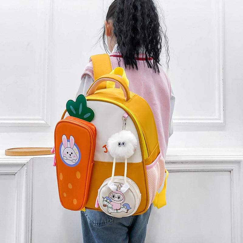 Eyecatching Cartoon Carrot Backpack For Young Children Made Of Quality Canvas Material