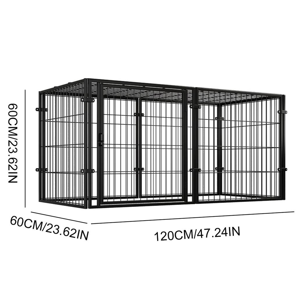 Stackable 48 Inch Heavy Duty Metal Wire Puppy Playpen Dog Crate Foldable Anti-Escape Top Cover for Rabbit Pig Small Dog