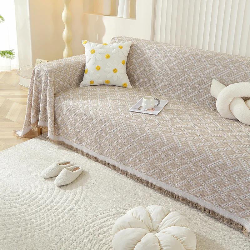 Простой однотонный ветрозащитный чехол для дивана, универсальное диванное полотенце на все четыре сезона, полный универсальный всеобъемлющий чехол для дивана