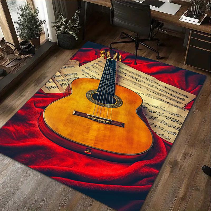 1Pc Guitar Print Rug - home decoration Carpet For Living Room Bedroom Flooring Computer Chair Area Rug