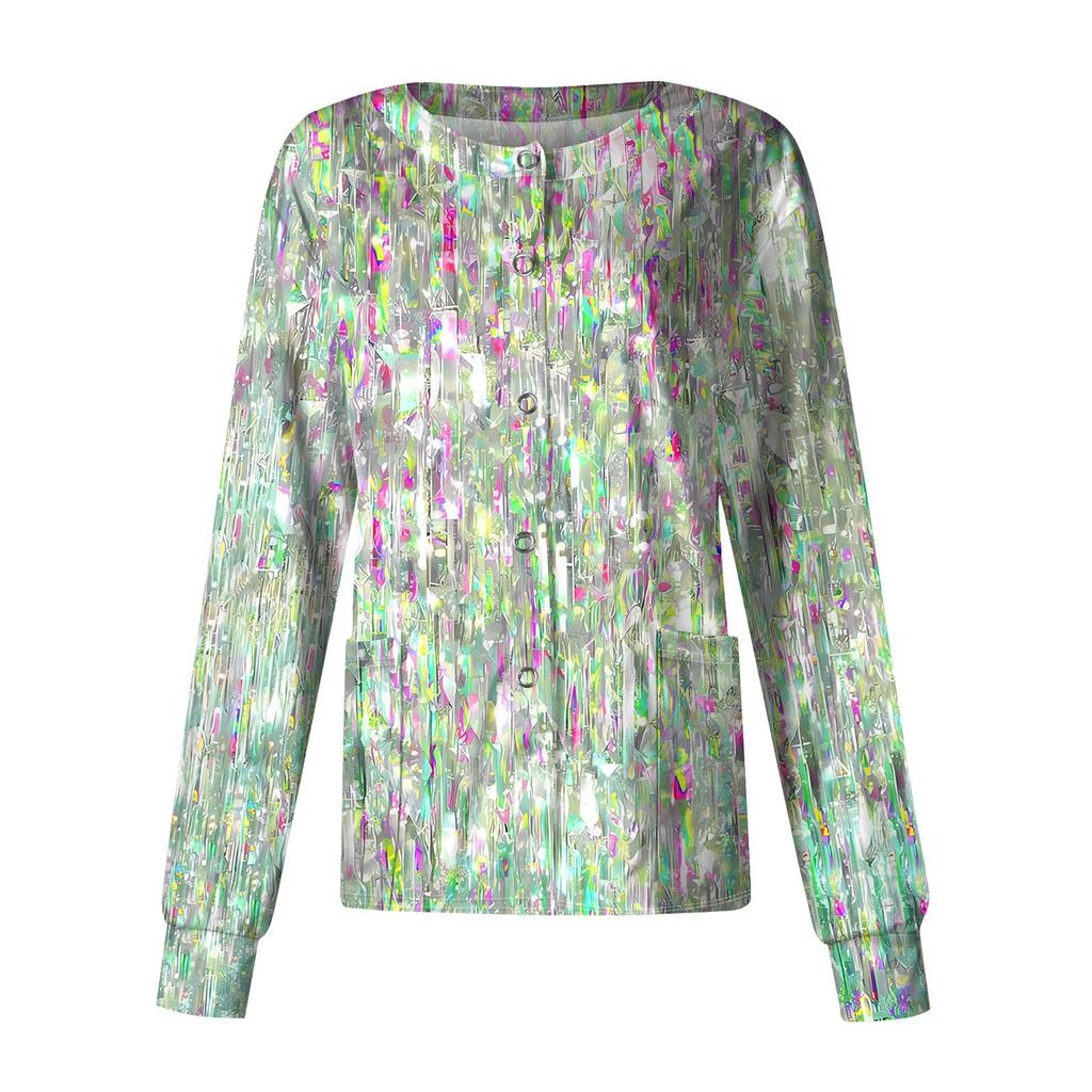 Женский рабочий однобортный защитный комбинезон с длинным рукавом и напечатанным карманом, воротником-стойкой, кардиган, куртка, топ