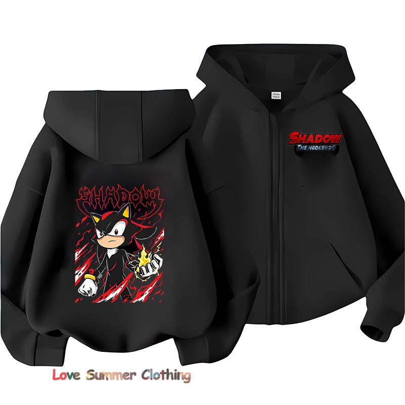 Худи для мальчиков на молнии ежик для девочек осенняя куртка с капюшоном на молнии sonic осень тень пуловер повседневное худи размер 100-160