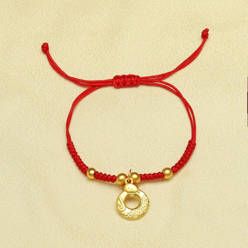 Модный браслет на удачу в год змеи из красной веревки, плетеный браслет в китайском стиле со знаком зодиака змея, мультяшный милый браслет со змеей, новогодний подарок