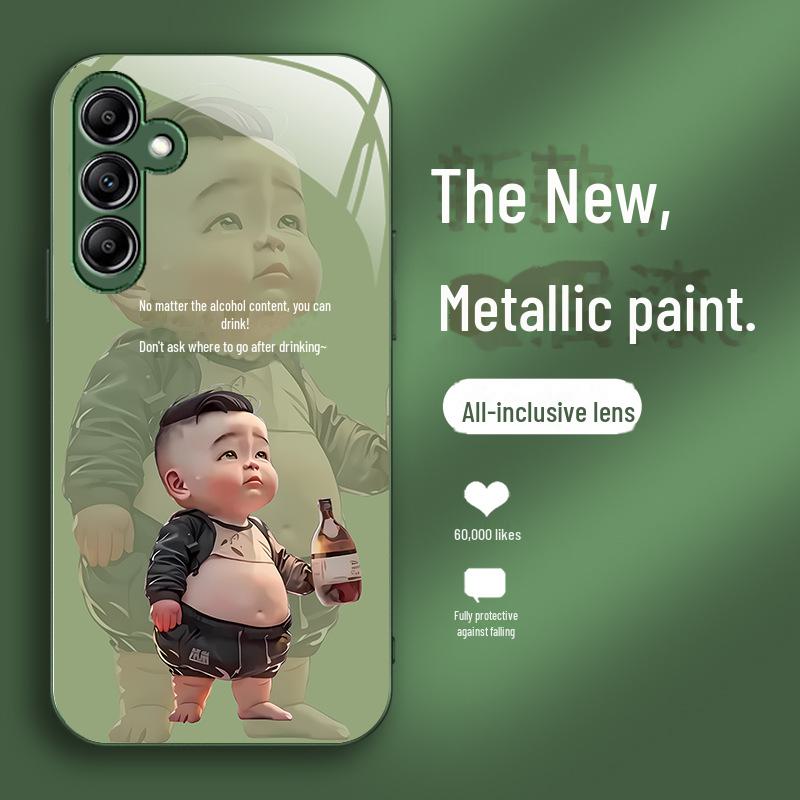 Защитный чехол из жидкого стекла для Samsung A34, A14, A20, A51, A32, S12 — полный комплект защиты от падений — мультяшный дизайн — идеально подходит для мужчин.