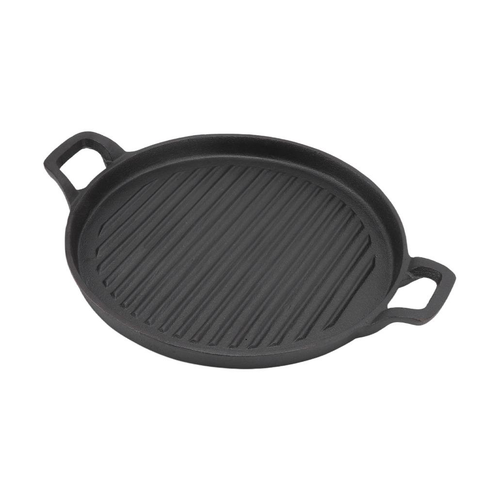Round Flat Bottom Steak Frying Pan Cast Iron Barbecue Pan Stovetop Griddle Home Kitchen Cooking