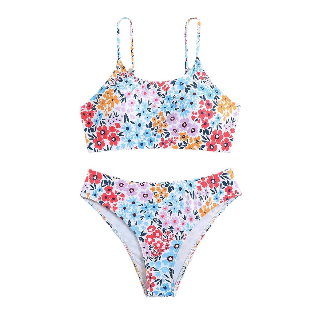 European and American sexy swimsuit suit split swimsuit women and girls floral bikini three-point underwear