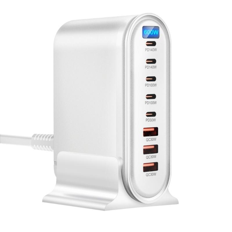 600 Вт 8-портовая станция быстрой зарядки 5 Type-C + 3 USB Настольный адаптер-база для зарядки планшетов, телефонов, ноутбуков