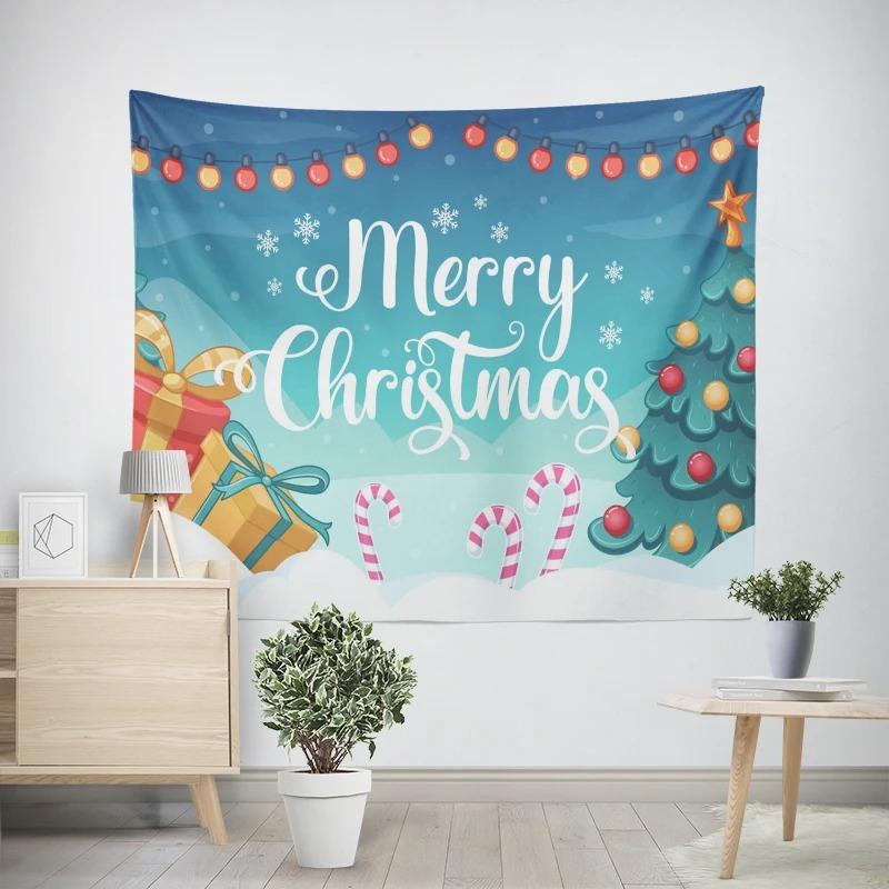 Рождество Новый год Санта-Клаус Подарок Узор Гобелен Гостиная Диван Автомобиль Интерьер Украшения Гобелен