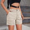 Женские шорты-карго, повседневные шорты-бермуды длиной до колена с карманами, летние мешковатые широкие штанины для походов