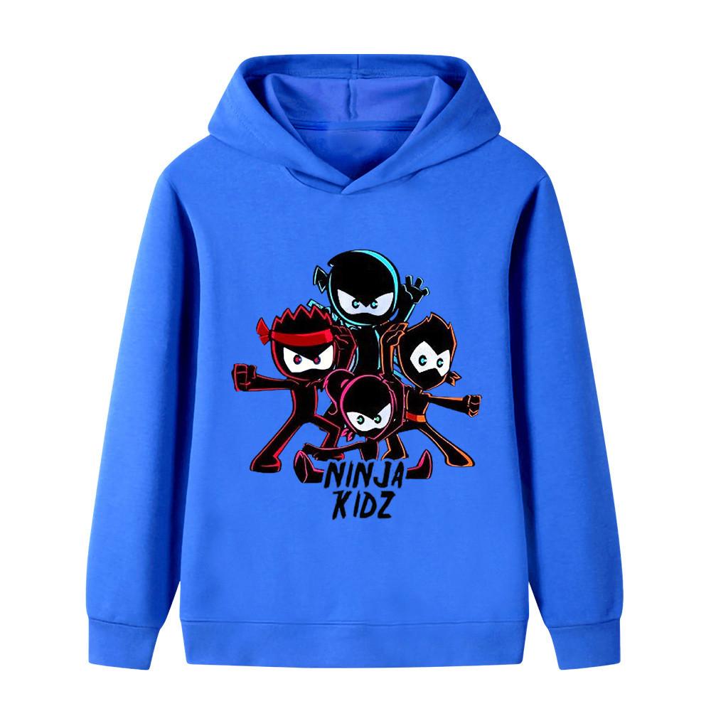 B1172 Детская толстовка с капюшоном для мальчиков и девочек NINJA KIDZ с аниме-принтом, повседневная, для улицы, с длинным рукавом