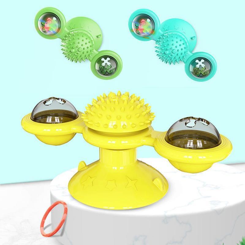 Игрушка-вертушка для кошек, забавная массажная вращающаяся игрушка для кошек с кошачьей мятой, светодиодный мячик, чистка зубов, товары для домашних животных
