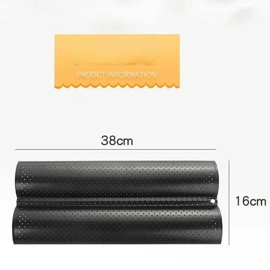14.96x6.98x1.1 Inches 2 Waves French Bread Baking Tray Mold Loaf Tin Non-Stick Baguette Mould Cake Pan Pastry Tools