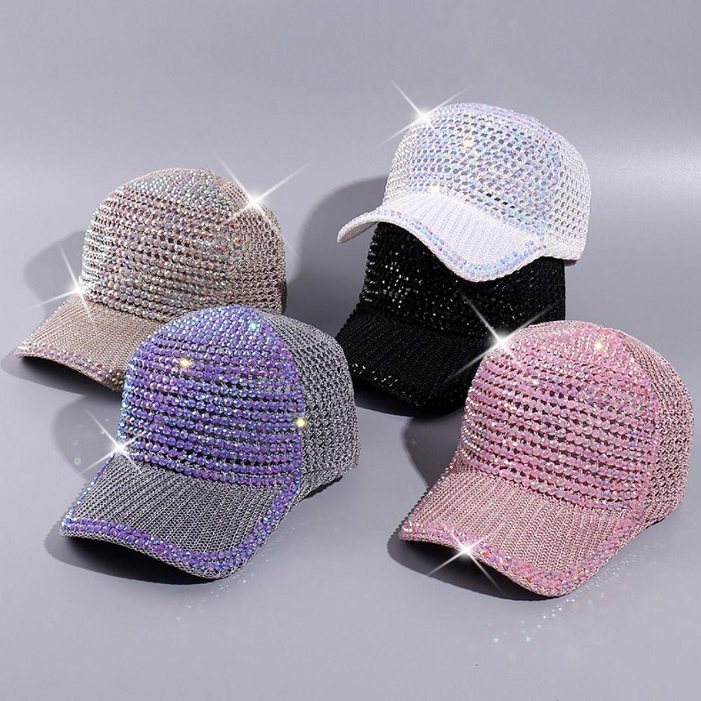 Lightweight Woman Shiny Cap Breathable Duck Tongue Hat Rhinestone Baseball Cap Leisure Activities