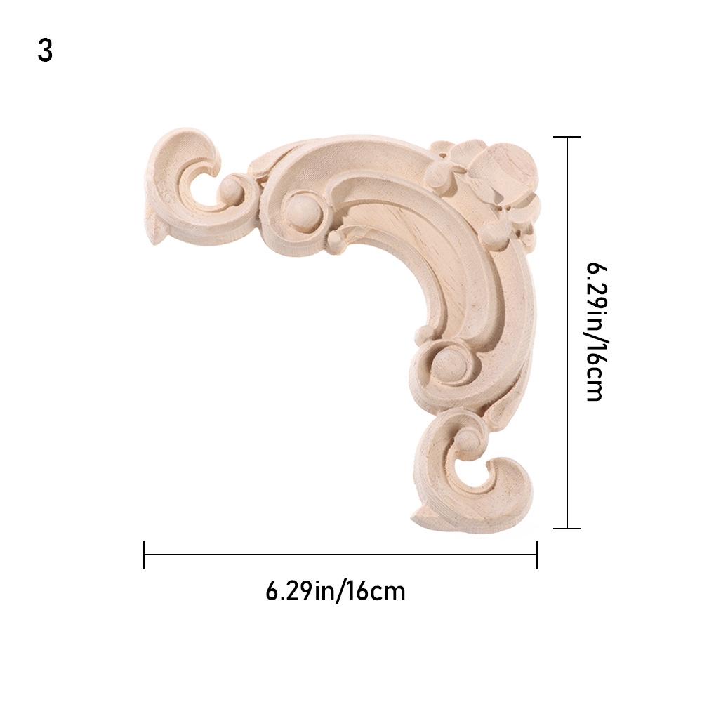 Oak Door Decor Crafts Corner Applique Onlay Decal Carved Wave Flower Decorative Wood Appliques