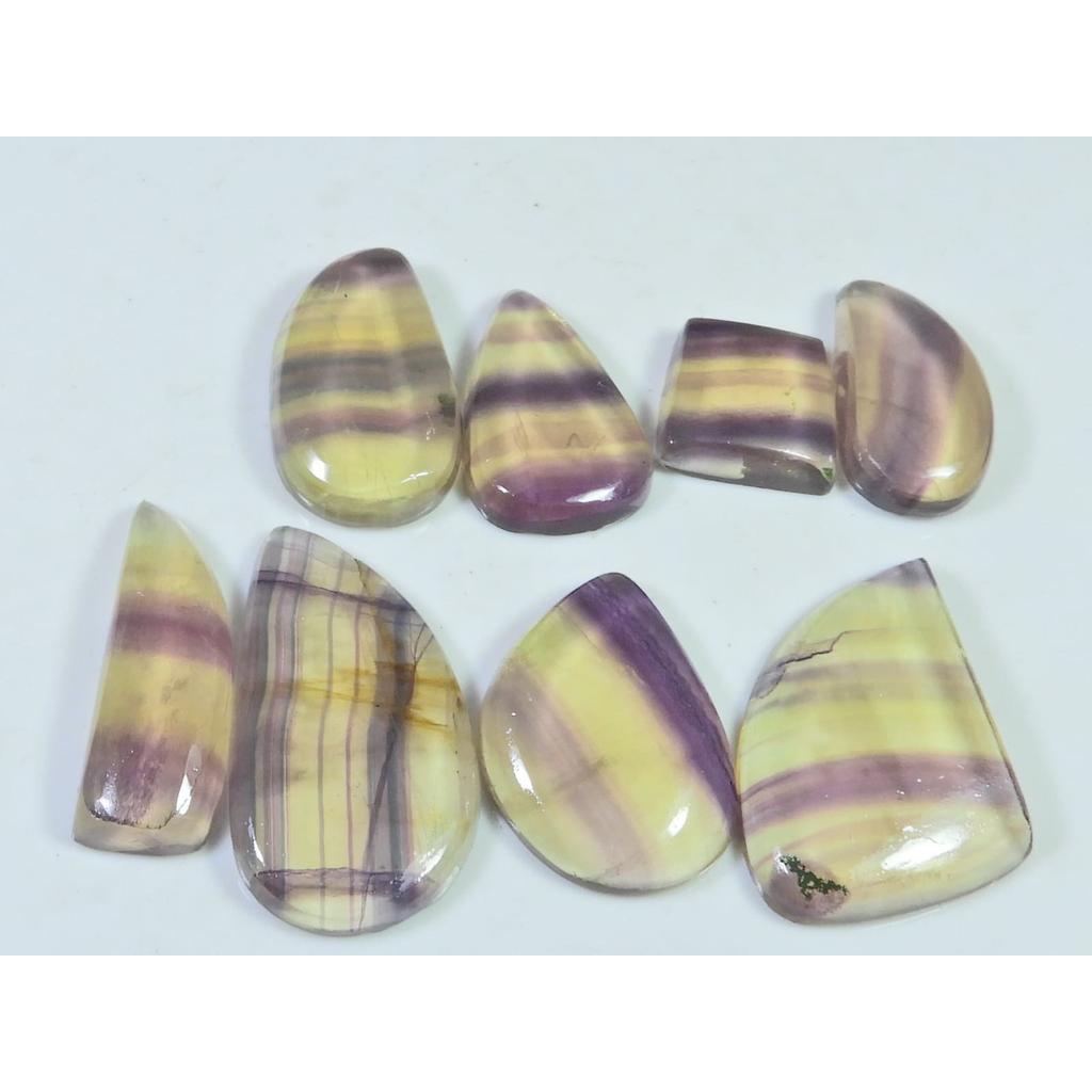 158Cts. Natural Rainbow Fluorite Fancy Cabochon Loose Gemstone 08 Pcs Lot C-912