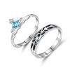 1 пара Синий Циркон Покрытое Платиной Белое Медное Перекрывающееся Открытое Кольцо для Пары Мужское Женское Подарок для Предложения Пальцевое Украшение Оптом