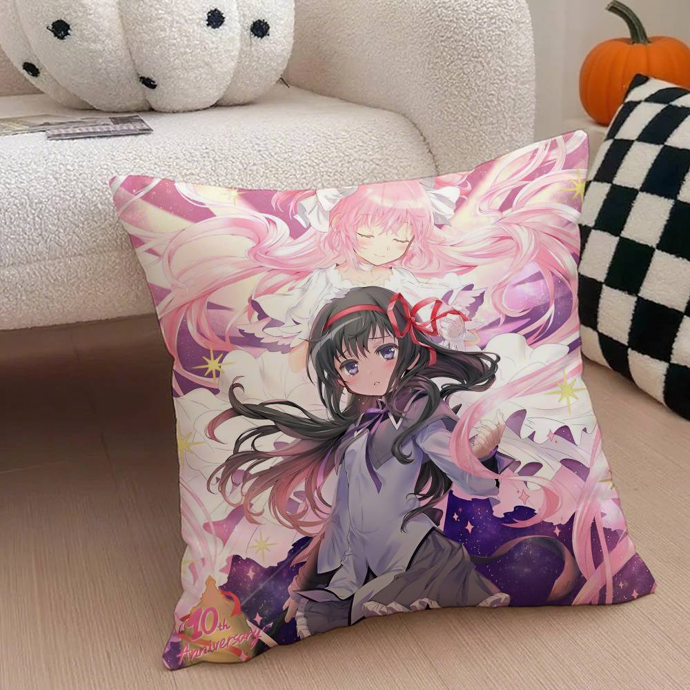 Чехол на подушку Puella Magi Madoka Magica, противоаллергенный, с невидимой молнией, из шелковистого короткого плюша, чехол для диванной подушки