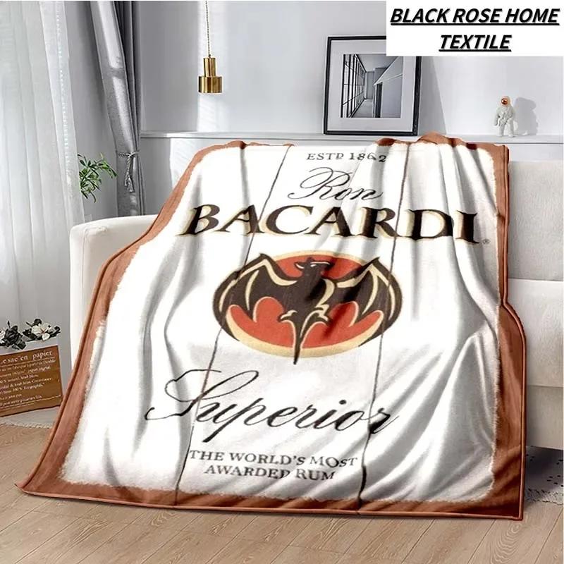 Fashionable Art Print Bacardi Rum Logo Blanket Family Bedroom Bed Sheet Outdoor Car Travel Camping Picnic Plush Sleeping Blanket