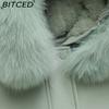 BITCED Women's Winter Mid-Length Cotton Coat with Fleece Lining, Large Fur Collar, Plus Size, Short Waist-Defining Jacket