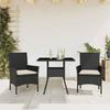 VidaXL Garden Dining Set and Cushions 3 Pcs Black Rattan Glass, Outdoor Dining Set, Furniture of 3278599