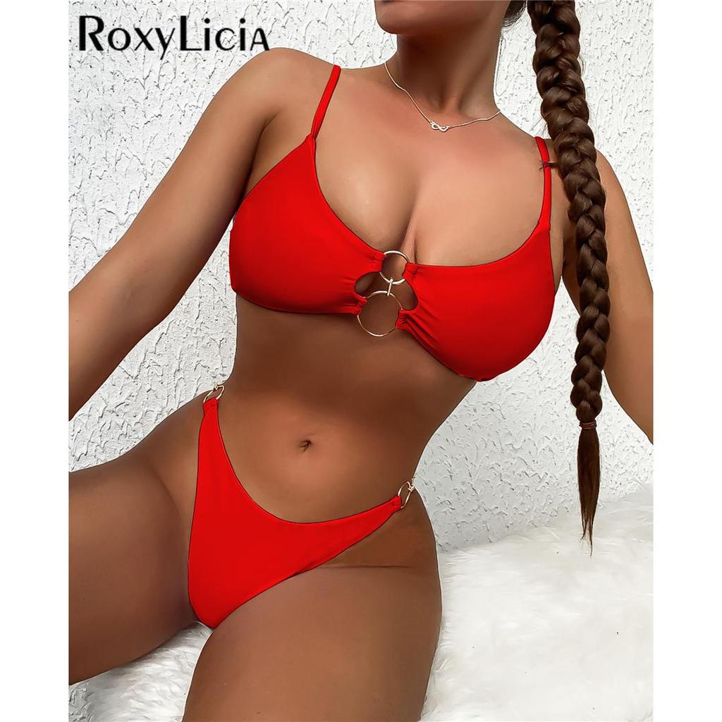 Sexy Metal Rings Brazilian Bikini Female Swimsuit Women Swimwear Two-pieces Bikini Set Bather Bathing Suit Swim Lady