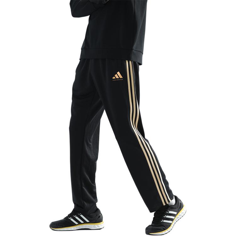 adidas Лого Тхэквондо Боковая полоса Эластичные Ретро Спортивные Повседневные Брюки Унисекс Низ Черный Золотой TR30PT-BG