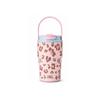 Dual Drinking Lid Insulated Water Bottle Leopard Print Portable Thermal Flask  School Use
