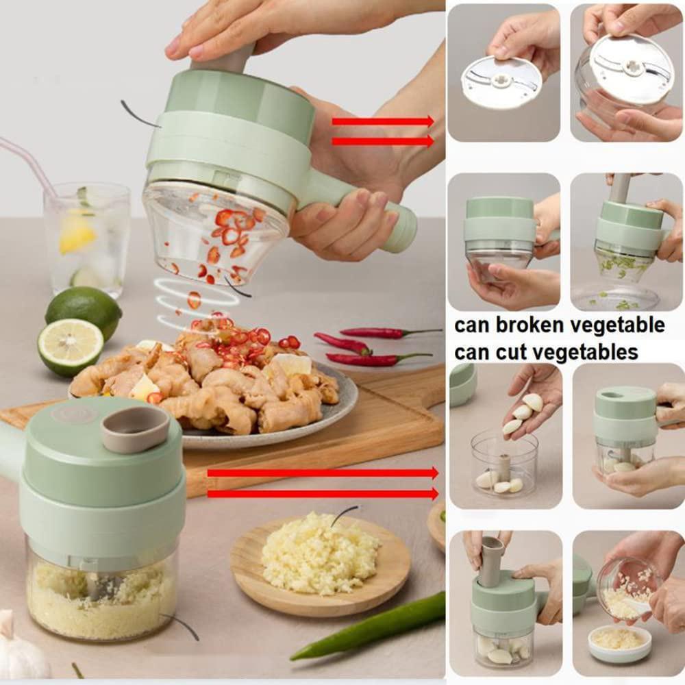 1 шт. 4 в 1 измельчитель овощей, ручной электрический набор для резки овощей, портативный беспроводной пресс для чеснока, грязевой пресс, набор для нарезки чеснока и многофункциональный набор