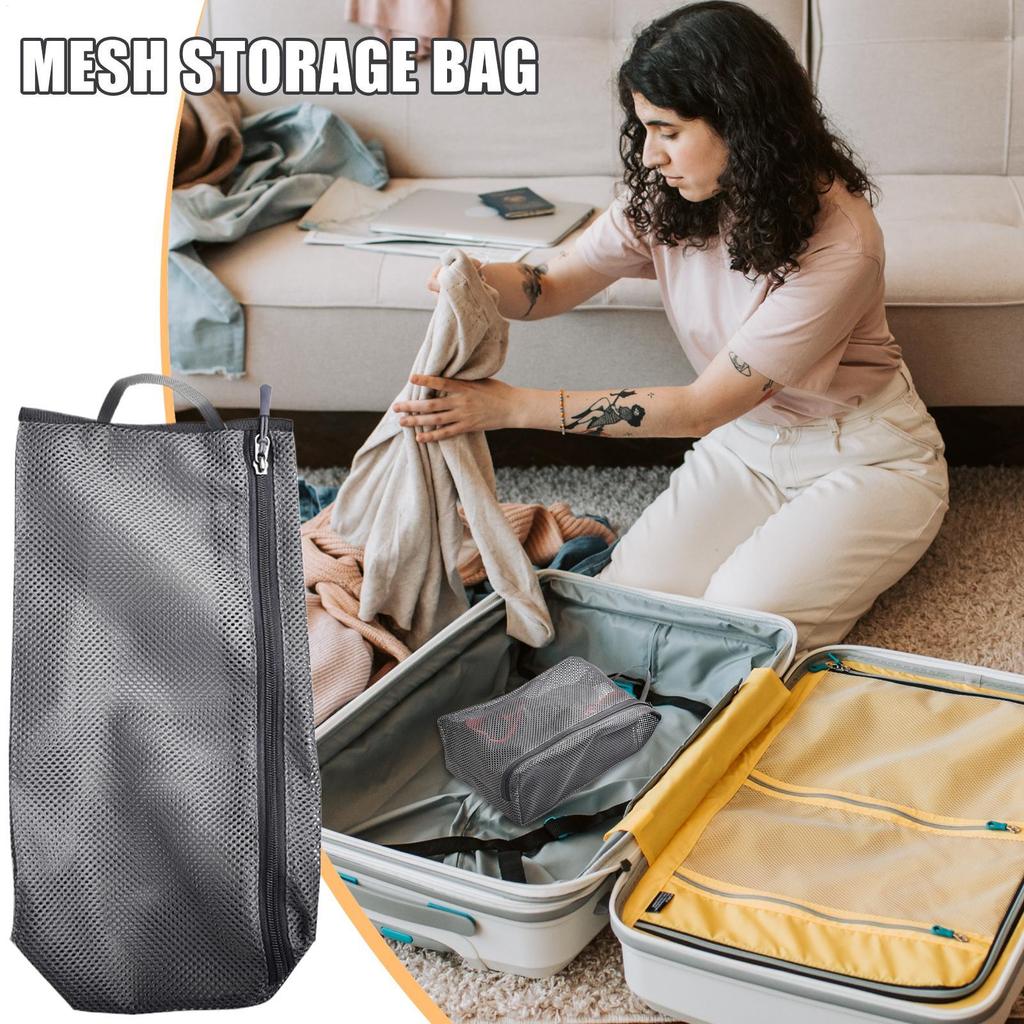 Mesh Bag Durable Shoe Storage Swimming Gear Organizer with Zipper Outdoor Sports Storage Pouch for Clothes Sneaker Travel