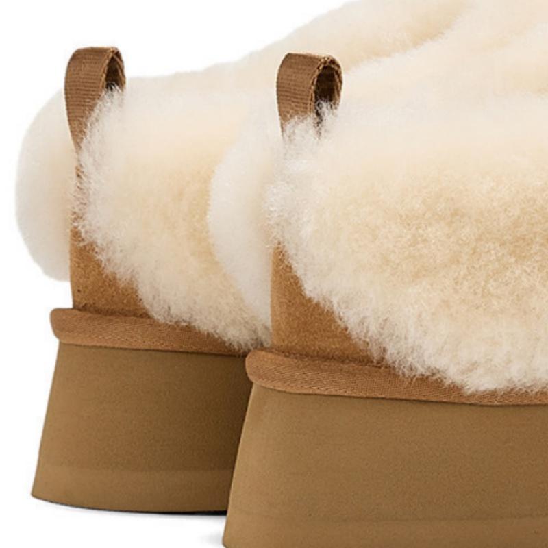 Classic Winter Women Platform Boots Lady Real Sheepskin Leather Wool Snow Boots New Design Non-slip Thick-soled Warm Fur Shoes