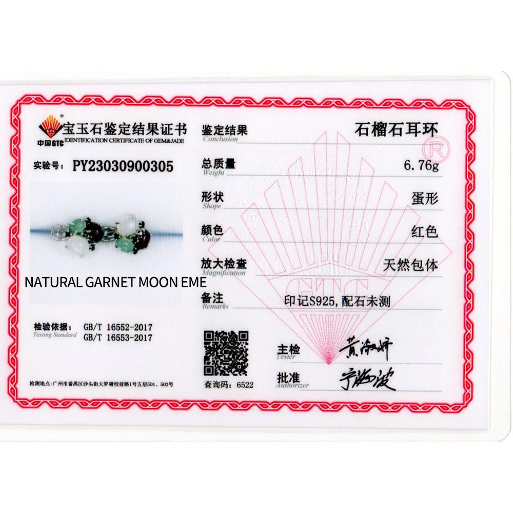 Натуральный драгоценный камень Изумруд Гранат Белый лунный камень Кольцо Серьги Комплект ювелирных изделий Стерлинговое серебро 925 пробы изысканные ювелирные изделия Модный подарок