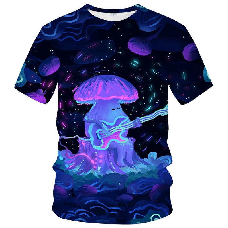 3D Printed Magic Mushroom T Shirt For Men Forest Elf Pattern Tees Casual Round Neck Breathable Comfortable Short Sleeve T-Shirts