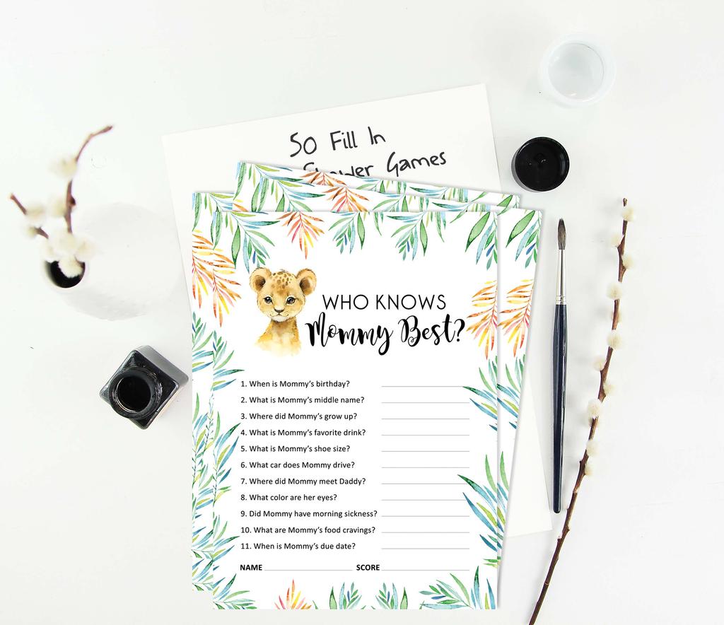 Inkdotpot Игровой набор для детского душа из 50 игр BabyA AlphabetA ABCA для вечеринки Baby Cheetah Jungle Animals