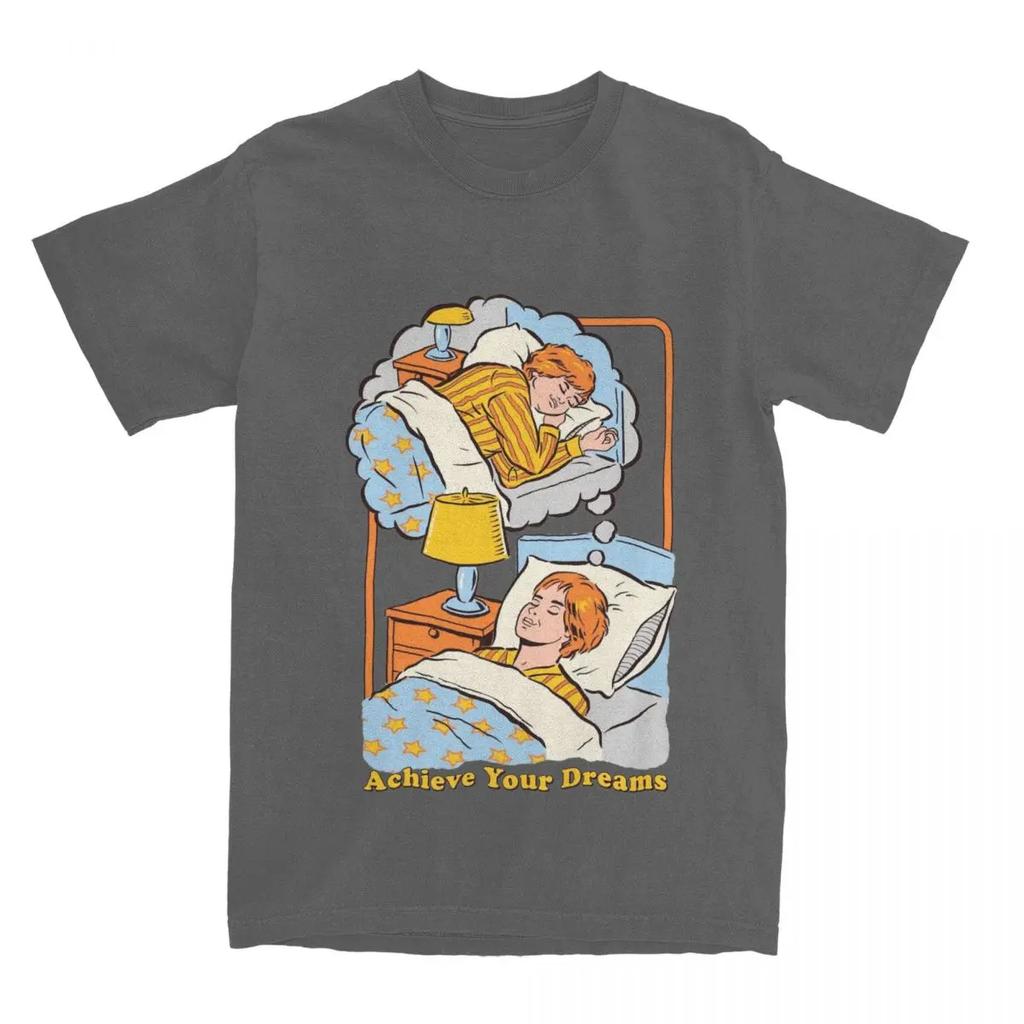 Мужчины Женщины Достигни своей мечты Смешная пародия Графическая футболка Одежда Повседневная Чистый хлопок Веселые шутки для сна Футболки Одежда Новая
