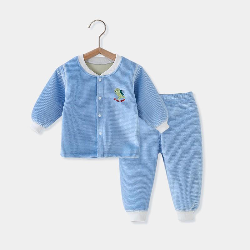 Soft Fleece Baby Pajama Set Toddlers Long Sleeve Top Pants Warm Sleepwear Winter Unisex