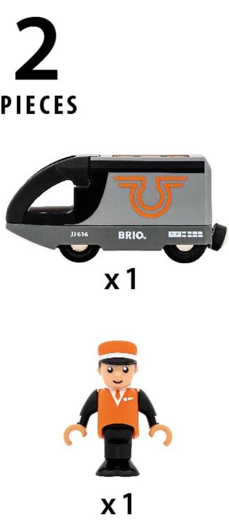 BRIO Power Travel Engine 36047, Wooden Rail Electric Train Locomotive, Ages 3 and Up