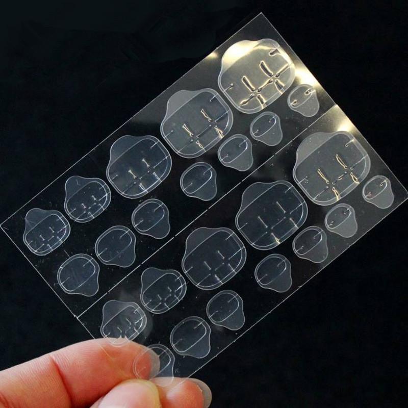 24 шт./лист DIY желе двусторонний клей прозрачный невидимый зажим для ногтей клей накладные ногти