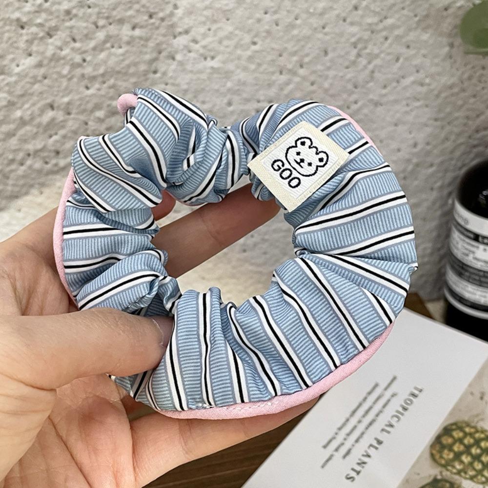 Candy Colors Stripe Hair Scrunchie Cream Striped Elastic Hair Bands  Hair Accessories