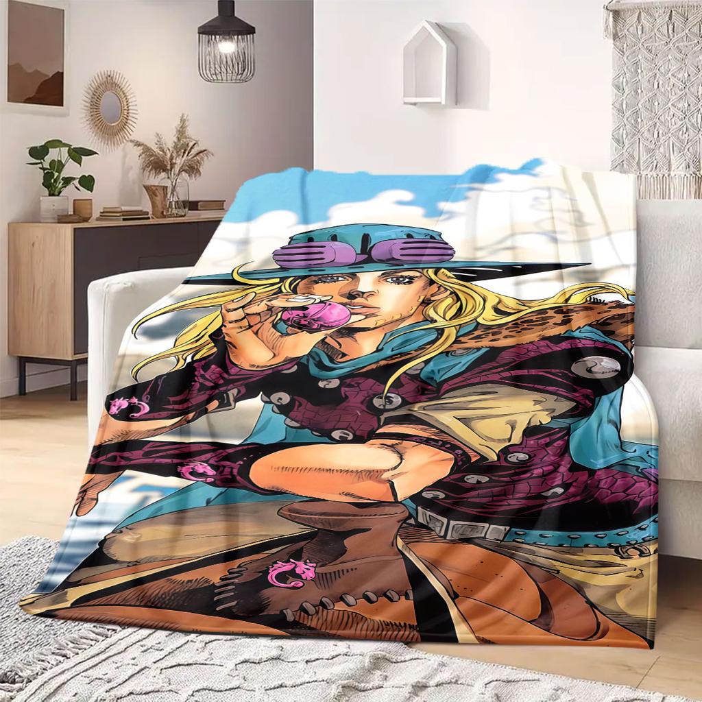 JOJO anime Flannel Blanket Warm,Comfortable,Suitable for Bedrooms,Sofas,Beds,Chairs,Picnics,Travel