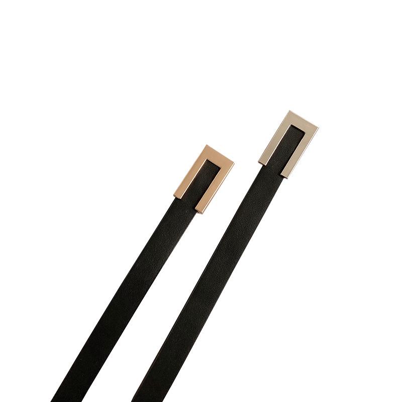 Женский тонкий черный ремень для джинсов в стиле ретро - универсальный модный аксессуар