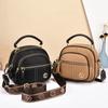 Versatile Crossbody Bag for Women Multi-zipper Shoulder Bag with Adjustable Wide Shoulder Strap PU Leather Square Handbags
