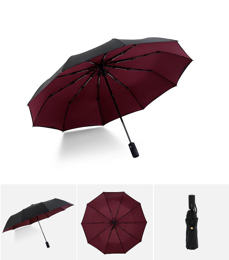 Umbrella Automatic Double-layer 10-bone Rain-proof and Wind-resistant Three-fold Men's Umbrella