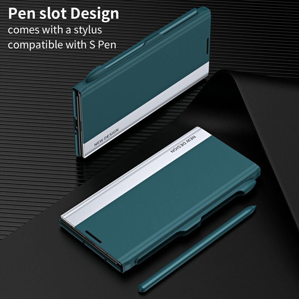 For Samsung Galaxy Z TriFold 5G Case Stand Shockproof Pen Slot PU + PC Phone Cover with Stylus