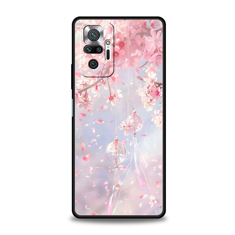 Корейский чехол с цветами для Redmi 14C 10C Note 15 14 13 12 10 11 K40 Pro Plus 5G, противоударный, мягкий ТПУ, чехол-бампер