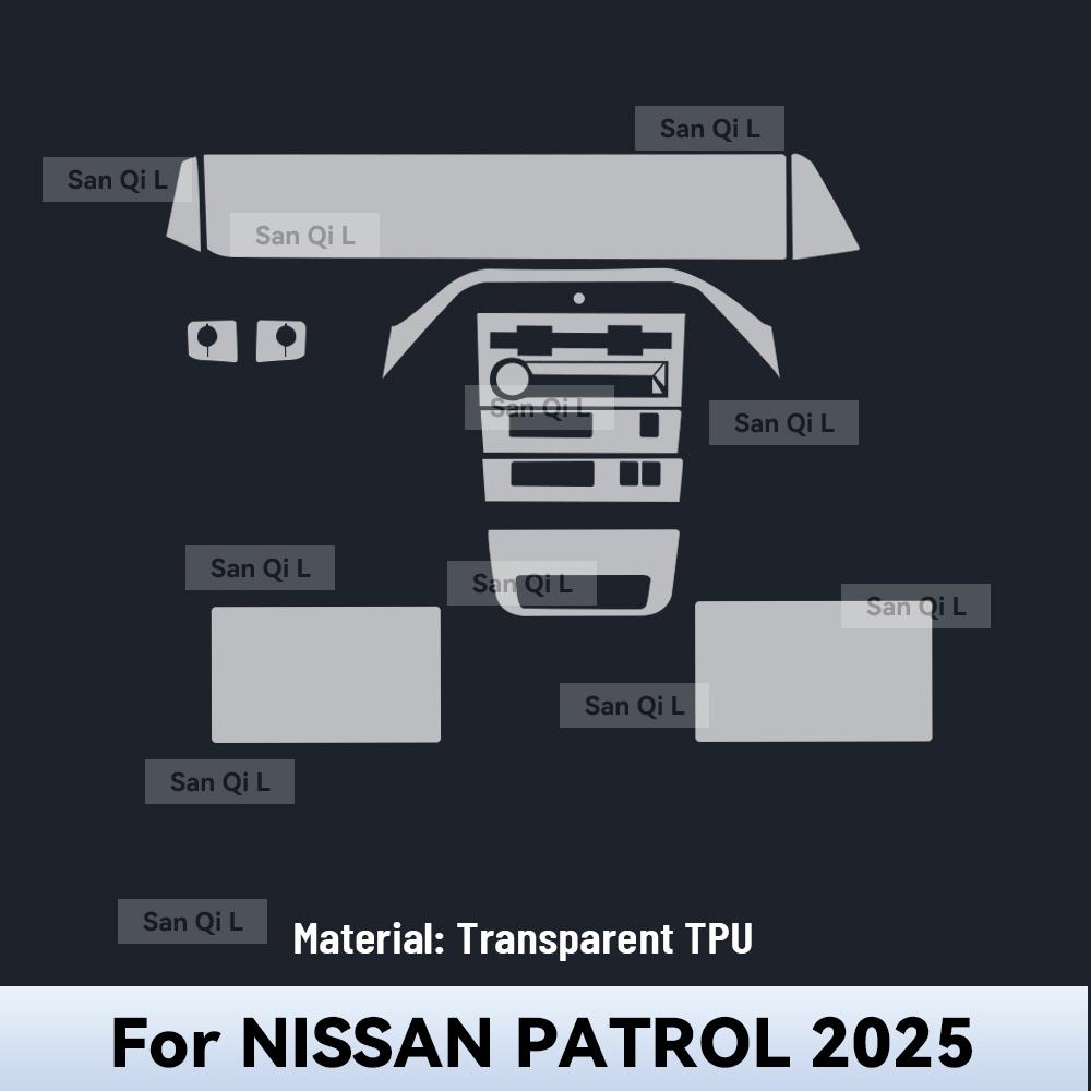 Car Interior Center Console Media Dashboard Navigation TPU Protector Film For NISSAN PATROL 2025 Car Sticker Accessories