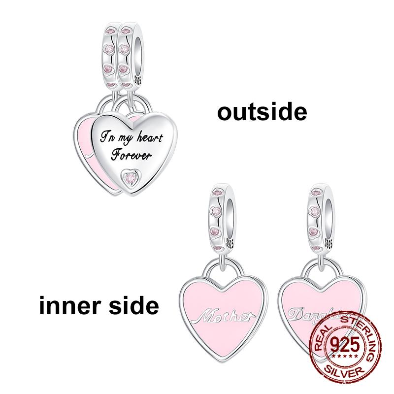 Медные Шармы в форме сердца для дочери и мамы, подходят для браслетов с диаметром отверстия 4 мм, изысканные украшения DIY на День матери в подарок