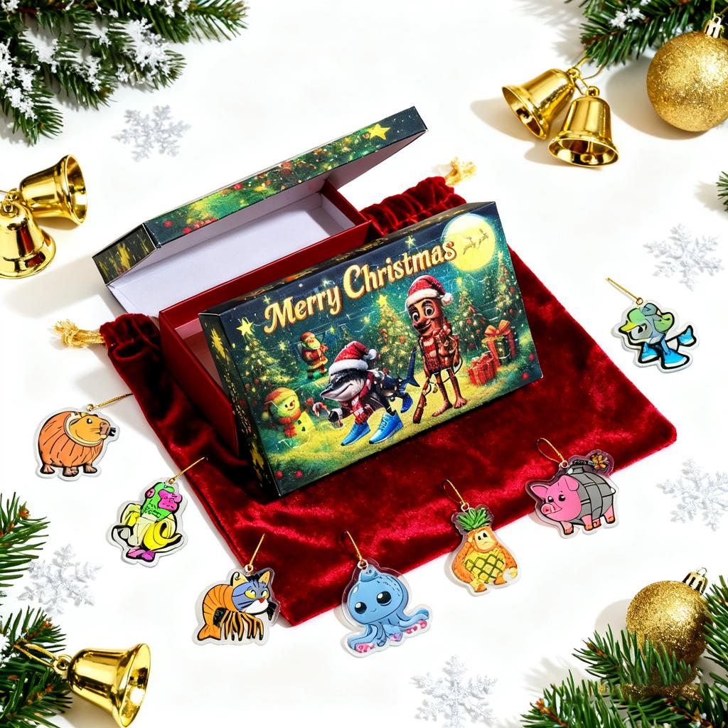 2D Плоский Акриловый Мистери Бокс 24 шт. Подвеска с Коробкой в Виде Самолета Забавный Рождественский Календарь Обратного Отсчета