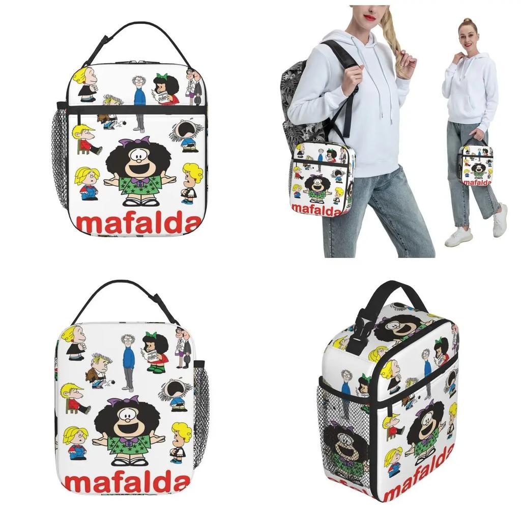 Аксессуары для плакатов Mafalda And Family, изолированная сумка для ланча в школе, сумка для хранения еды, портативный охладитель, термобоксы для ланча