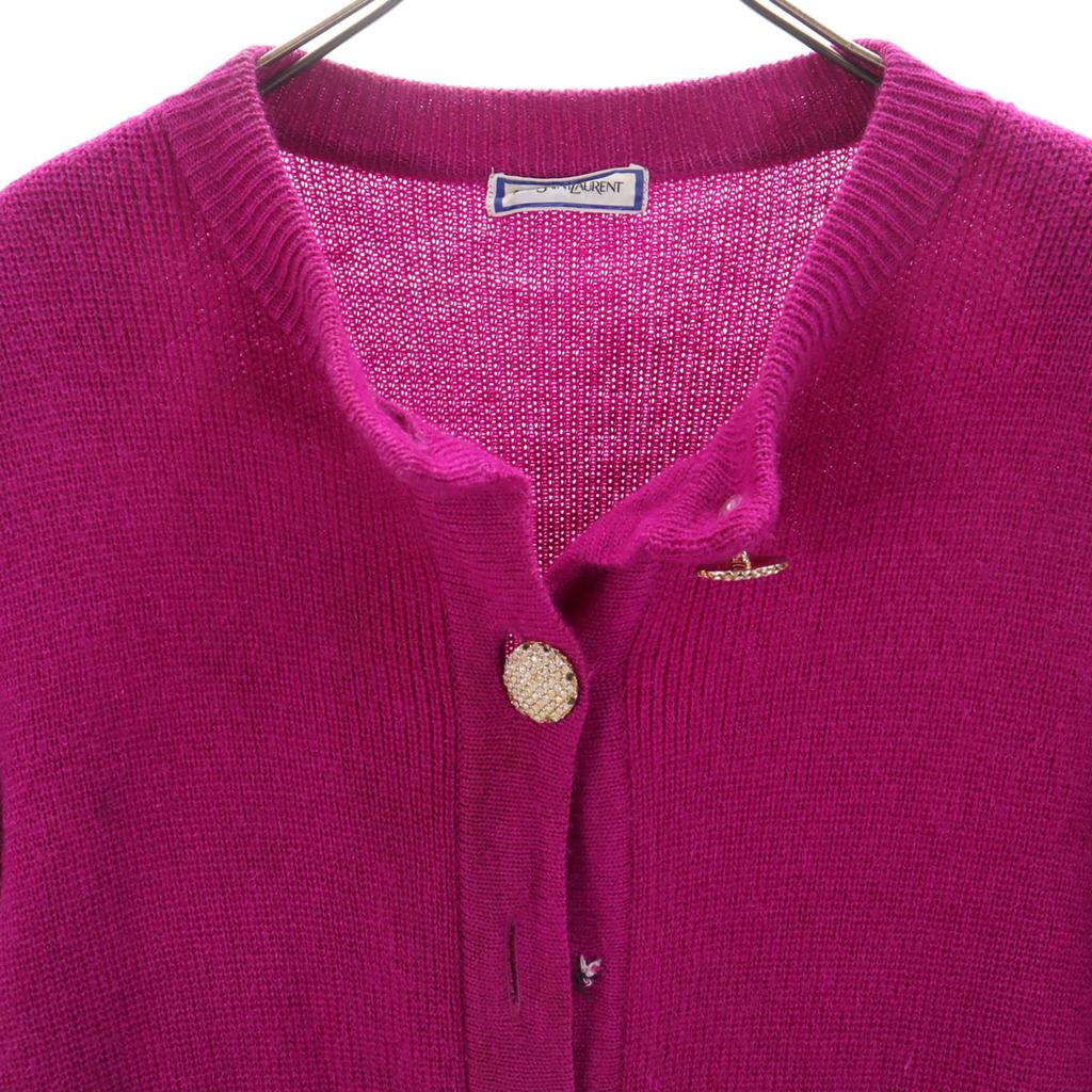 Yves Saint Laurent 90s Old Long Sleeve Knit Cardigan M Purple Women Used