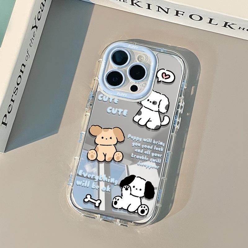 Cute Puppy Suitable for Apple 14 Mobile Phone Case Fun Niche Iphone16promax Women 11 Mirror 15plus